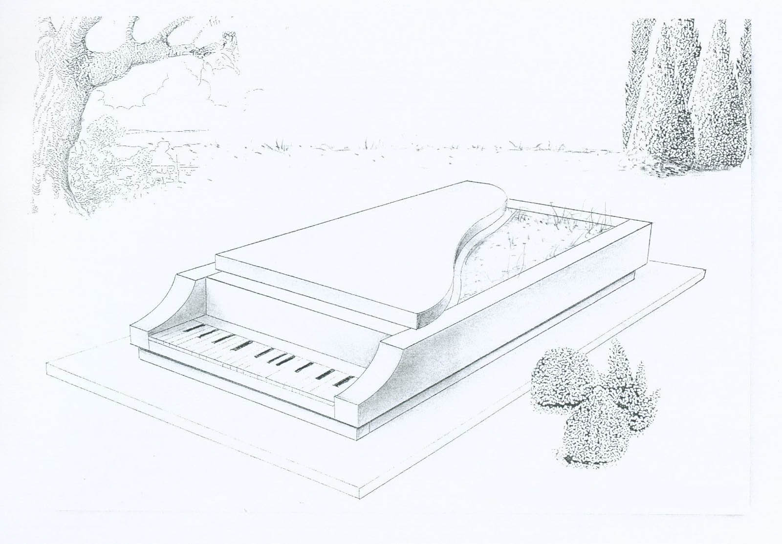 Plan d'une tombe en forme de piano